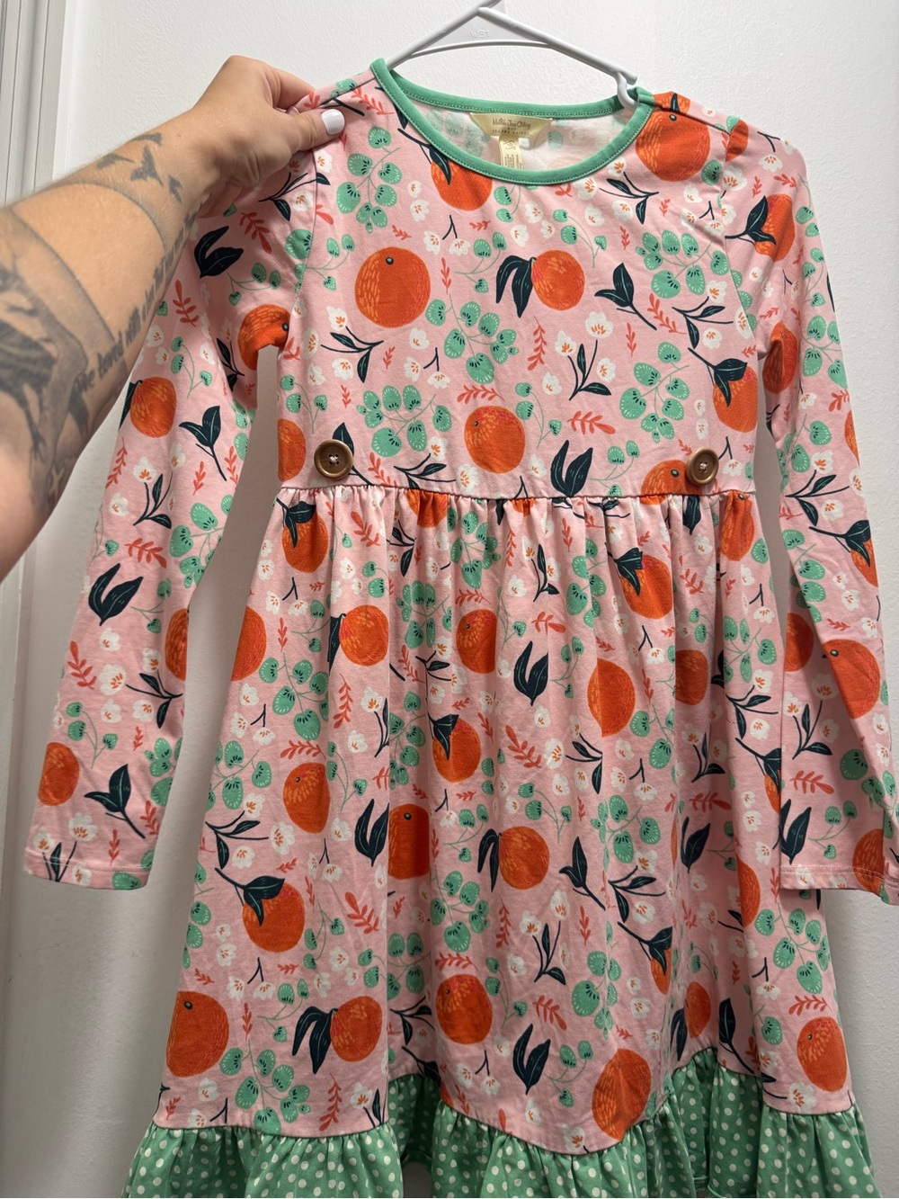 Matilda Jane Pink Dress with Orange & Green Fruit Print
